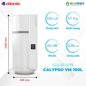 Máy nước nóng trung tâm Heat Pump treo tường Atlantic Calypso VM 100 Lít