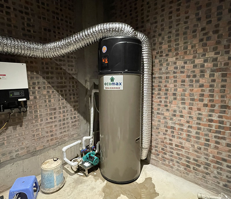 máy heat pump nước nóng trung tâm 300 lít