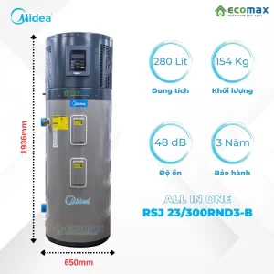 Máy nước nóng trung tâm Midea 300 Lít dòng All In One