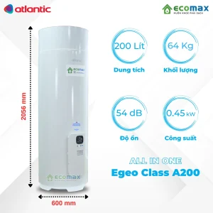 Thông số cơ bản Máy nước nóng trung tâm Heat Pump Atlantic 200 Lít Egeo Class