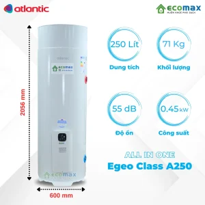 Thông số cơ bản Máy nước nóng trung tâm Heat Pump Atlantic 250 Lít Egeo Class