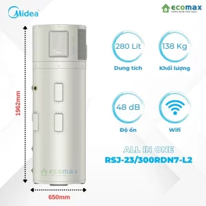 Thông số kỹ thuật cơ bản của Máy nước nóng trung tâm Heat Pump Midea RSJ-23/300RDN7-L2