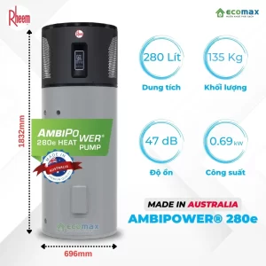 Máy nước nóng trung tâm Rheem AmbiPower 280e Made in Australia