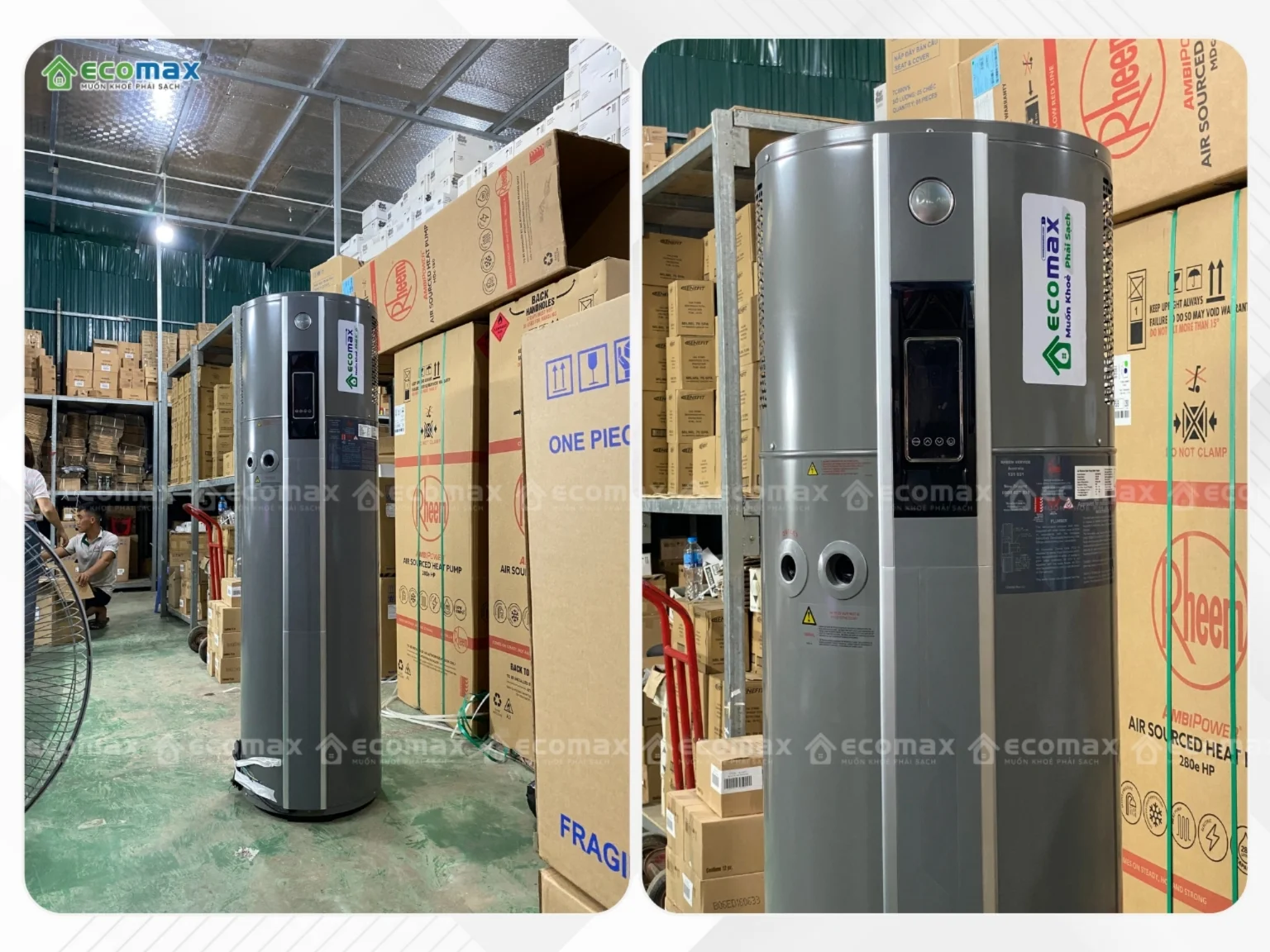 Máy nước nóng trung tâm Rheem AmbiPower MDc-180 9 Máy nước nóng trung tâm Heat Pump Rheem AmbiPower MDc-180 tại kho Ecomax, sẵn sàng thi công lắp đặt